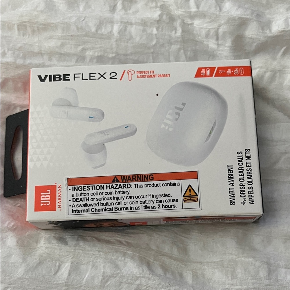 JBL Vibe Flex 2 Earbuds - Crisp White NWOT